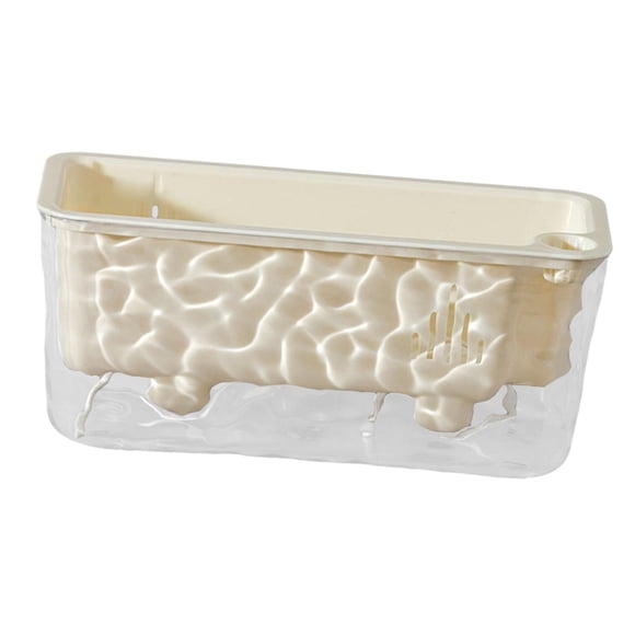 Macetero rectangular grande de PET con autorriego y drenaje para balcón y oficina Beige