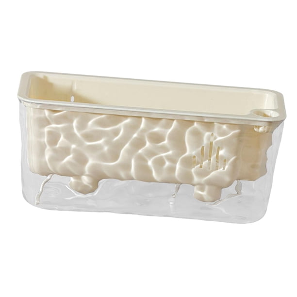 Maceta de exterior rectangular con autorriego para jardín, transparente, PET Beige