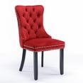 thumbnail image 4 of Dining Chairs Set of 2, Modern Velvet Upholstered Dining Room Chairs with Button Tufted Back & Nailhead Trim & Ring Pull, Wingback Dinner Chairs with Solid Wood Legs for Kitchen Dining Room, Burgundy, 4 of 7