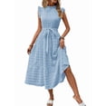 thumbnail image 2 of Women Summer Casual Midi Maxi Dresses Short Sleeve Light Blue M, 2 of 8