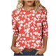 thumbnail image 1 of Camiseta de Cuello Redondo Impresa Casual para Mujeres con Mangas 3/4, Camiseta de Moda Casual de Longitud Media, 1 of 4