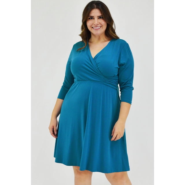 Vestido Escote Cruzado Roman Fashion Tallas Extras 2972 Azul Claro 36