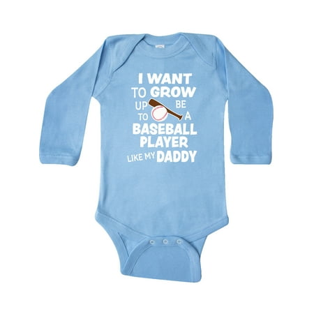 

Inktastic I Want To Grow up To Be A Baseball Player Like My Daddy Gift Baby Boy or Baby Girl Long Sleeve Bodysuit