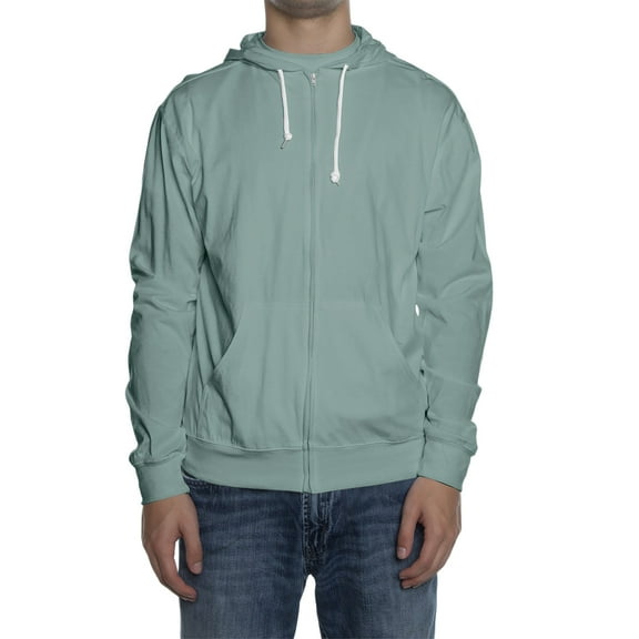 Domzest Mens Sweatshirt Zipper Long Sleeve Big and Tall Hooded Winter Light Loose Fit Fleece Drawstring Oversize Sweatshirt Casual with Pocket Jackets Mint Green 3XL-Large