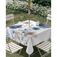 thumbnail image 2 of Outdoor Tablecloth with Umbrella Hole, Navy Blue Floral Spillproof Waterproof Outdoor Table Cover, Watercolor Flowers Farmhouse Patio Tablecloths for Party/Garden/Picnic, Square 54"x54", 2 of 9