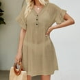 thumbnail image 5 of fatyb Womens Beach Cover up Swimsuit Button up V Neck Sheer Coverups Lightweight Summer Mini Sun Dress, 5 of 5