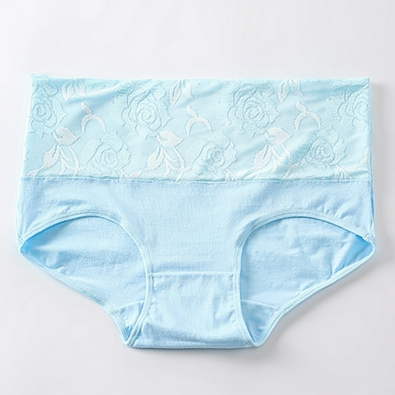 uublik Period Panties Women Heavy Flow Light Blue High Waisted Postpartum Underwear Soft Stretch Panties Full Coverage Briefs