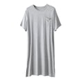 thumbnail image 6 of QSAWXQZ Men's Sleepshirt Crew Neck Short Sleeve Knee Length Breathable Lounge Nightshirt Sleepwear with Pocket 3XL, 6 of 9