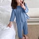 thumbnail image 2 of Odeerbi 2-8 Años Niñas Pijama de Verano de Algodón Lechuga Trim Tops Manga Larga Pantalones Conjunto Suave Rib Knit Sleepwear Dos Piezas Pijama Set, 2 of 4