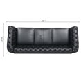 thumbnail image 6 of 3 Seater Sofa Couch, 84" PU Rolled Arm Three Seater Sofa Button Tufted Couch with Channel Tufted Seat Back, Upholstered Leather Sofa Chesterfield PU Faux Settee for Living Room, Black, 6 of 7