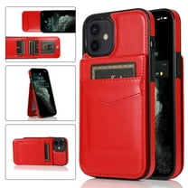 iPhone 13 Wallet Case with Card Holder, Mantto Luxury Flip PU Leather Kickstand Card Pocket Slots Magnetic Folio Back Shockproof Phone Back Cover For Apple iPhone 13 6.1 inch - Red