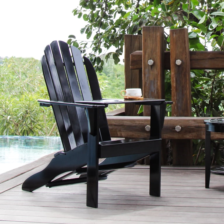 Alston Mahogany Wood Outdoor Adirondack Chair, Free Tray Table
