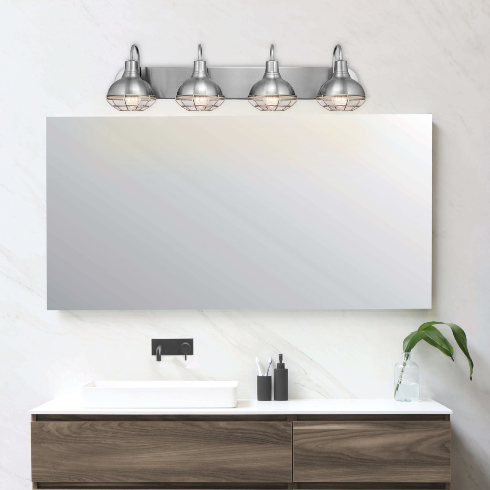 Brushed Nickel Finish Kira Home Liberty 36 4-Light Modern Industrial Vanity//Bathroom Light