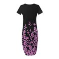 thumbnail image 6 of JTZGDY Summer Dresses for Women 2025 Casual Floral Print Short Sleeve Maxi Beach Sundress Loose Fit Crewneck Long T-Shirt Dress with Pockets Travel Vacation Outfits Purple XXL, 6 of 7