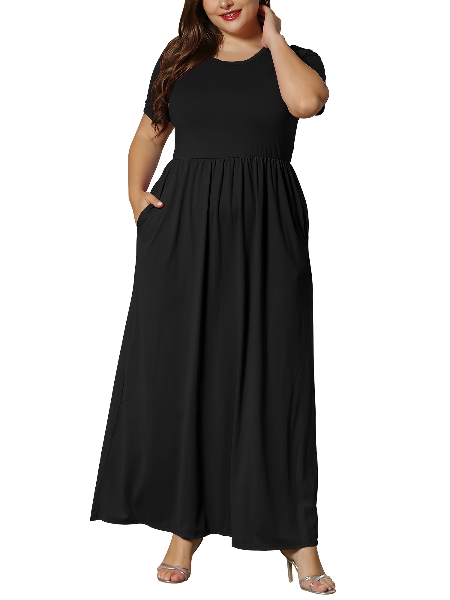 TARAINYA Women's Plus Size Short Sleeve Maxi Dress photo 3