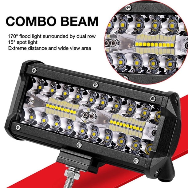 Barra de luz Led de 2 uds., barra de luz Led de 7 pulgadas, haz combinado de luz de trabajo de 3 filas Compatible con conducción todoterreno, barco, coche, Tractor
