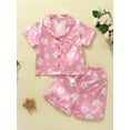 thumbnail image 3 of Toddler Baby Girls Boys 2Pcs Silk Pajamas Set 12M 18M 24M 3Y 4Y 5Y 6Y Summer Short Sleeve Lapel Button Shirt Shorts Set Sleepwear, 3 of 10