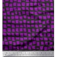 thumbnail image 1 of Soimoi Purple Poly Georgette Fabric Stripe & Square Geometric Printed Craft Fabric by the Yard 52 Inch Wide, 1 of 3