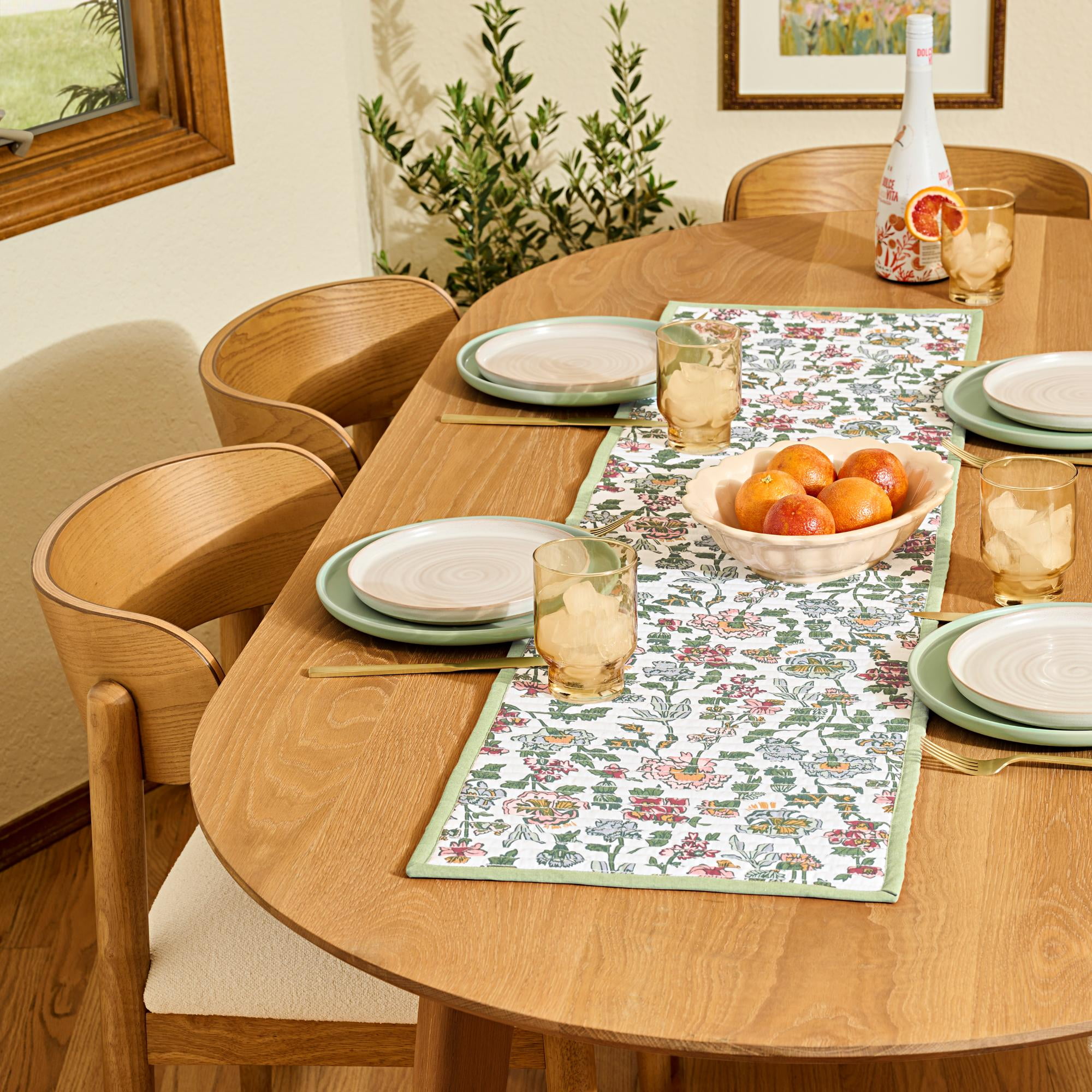 Beautiful Home by Drew Barrymore Wildflower Quilted Print Fabric Table Runner, Multiple, 72"W x 14"L