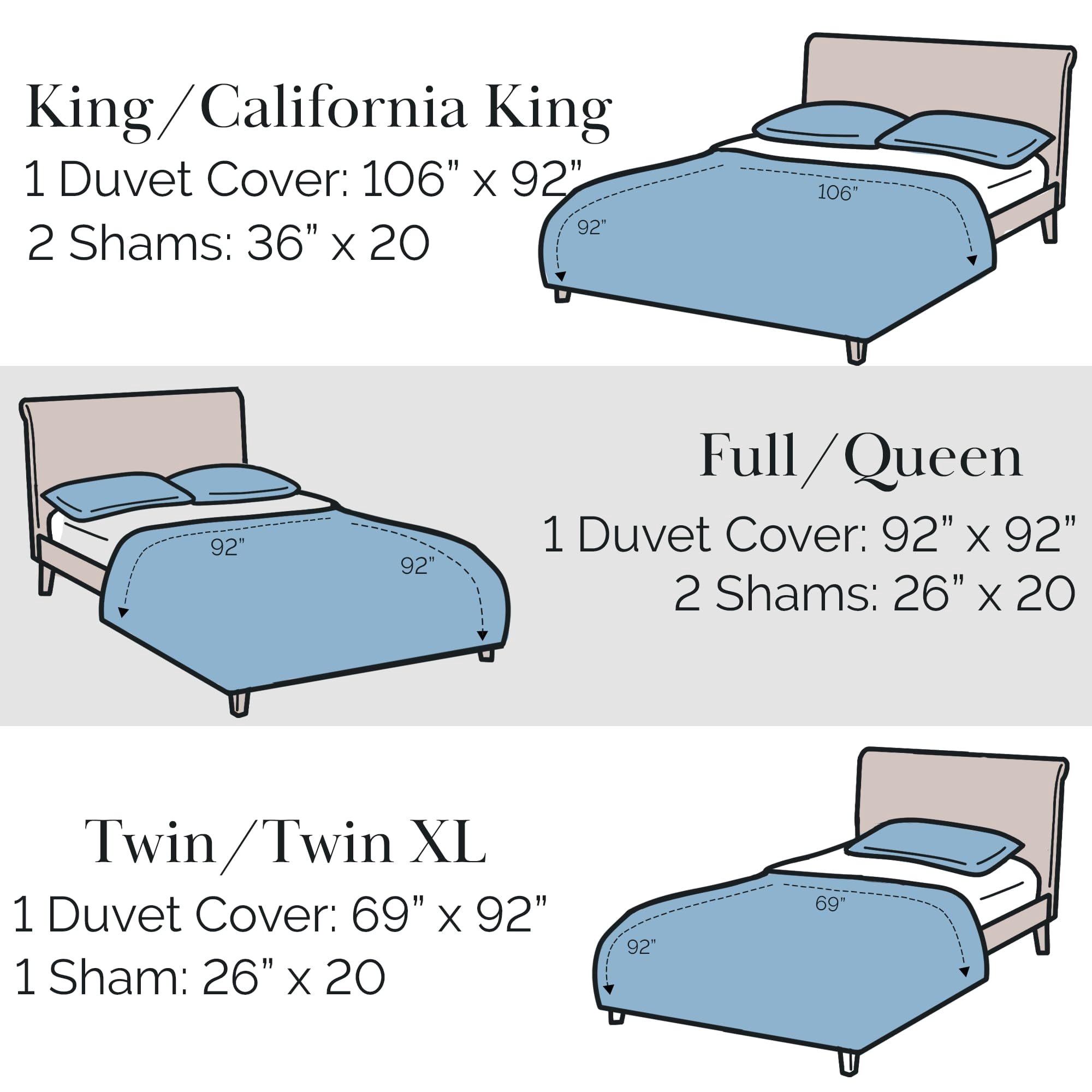 Neutral Solid Color 3-Piece Duvet Cover Set by Southshore Fine Linens