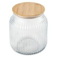 thumbnail image 2 of (2 pack) Thyme & Table Medium (2.6 L) Ribbed Glass Kitchen Organization Jar with Bamboo Lid, Clear, 2 of 6