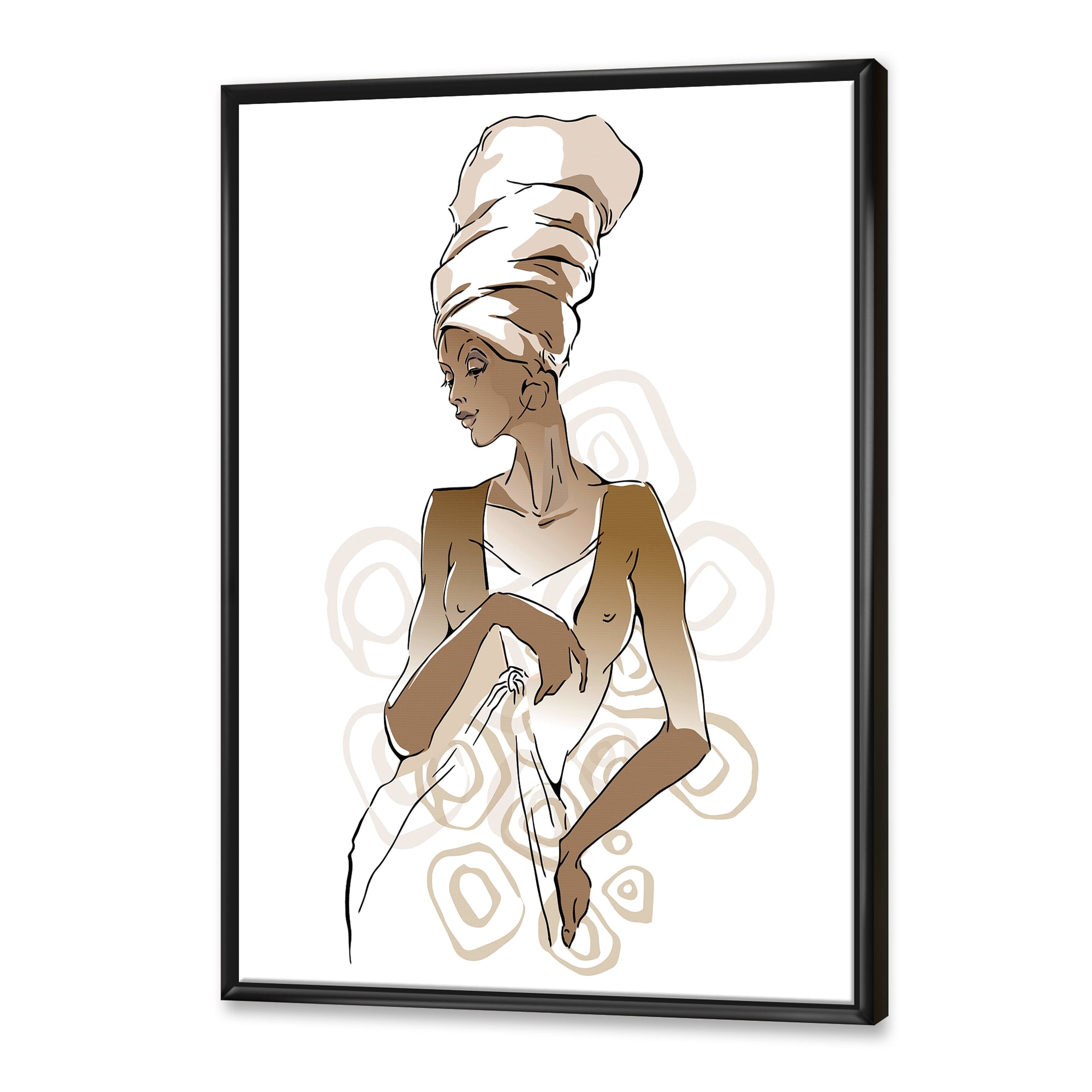 Designart 'Abstract African American Woman Portraits' Modern Framed Canvas Wall Art Print