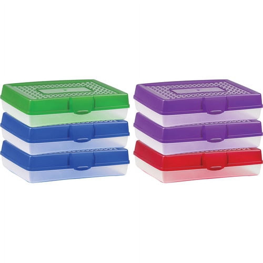 Storex Carrying Case Pencil - Assorted Bright Impact Resistance - Plastic - Translucent - 2.9" Height x 11.3" Width x 7.8" Depth