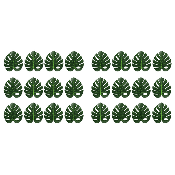 24X Artificial Tropical Palm Leaves Jungle Party Decoration Animal Summer Hawaiian Wedding Home Table Decor XL,24 x simulated leaves,As Shown