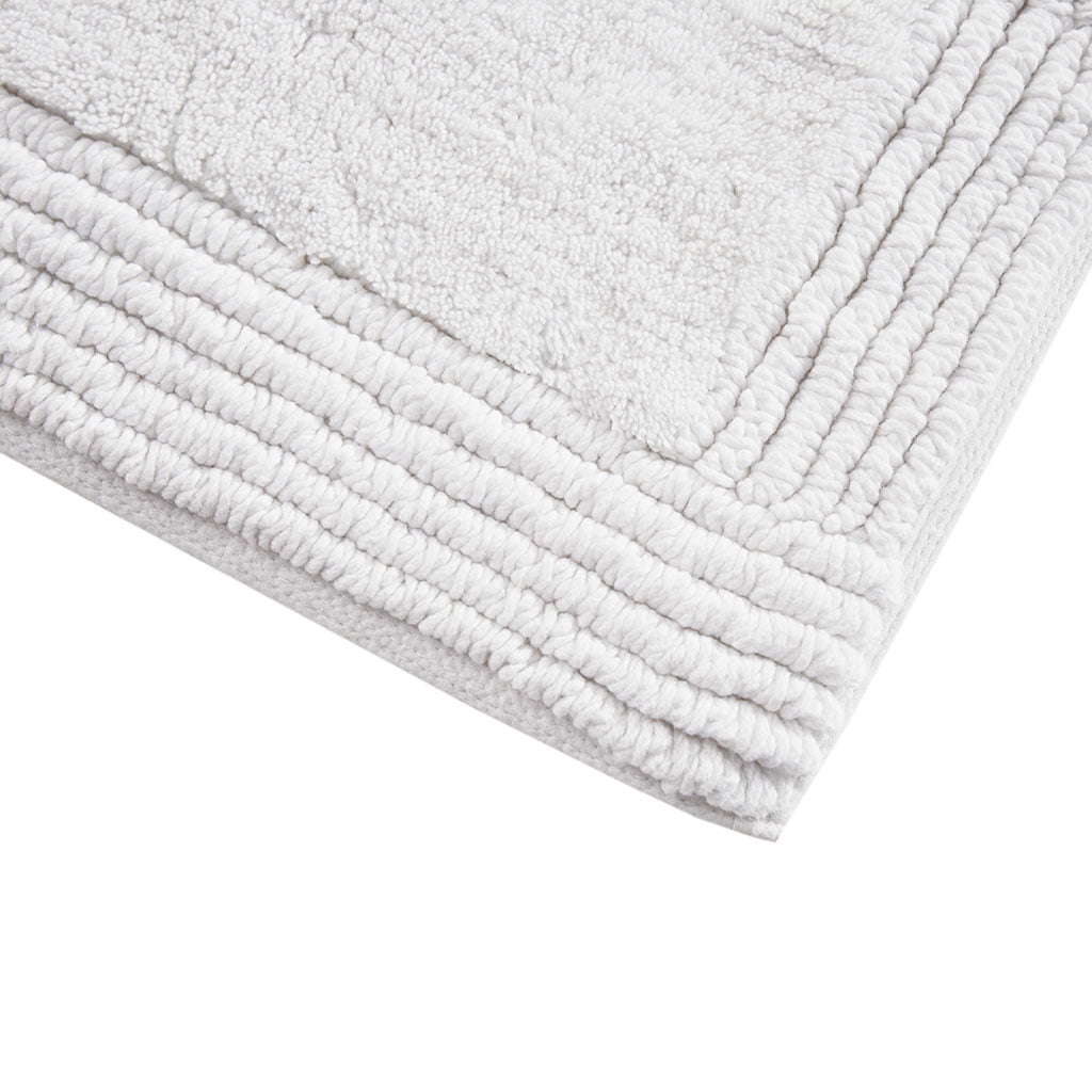 100% Cotton Tufted 3000 GSM Reversible Bath Rug 24x72 Inches White, Luxury Plush High Pile Bathroom Rug, Machine Washable Shower Mat for Bathroom