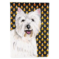 Westie Candy Corn Halloween Portrait Garden Flag