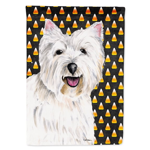 Westie Candy Corn Halloween Portrait Garden Flag