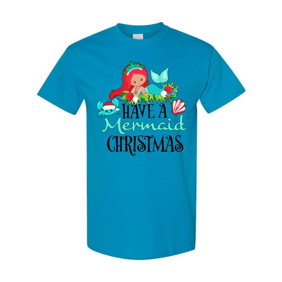 Inktastic Have a Mermaid Christmas with Crab and Seashell T-Shirt