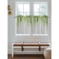 thumbnail image 2 of Sage Green 2 Panel Kitchen Curtains for Small Windows, Summer Botanical Leaves Watercolor Bathroom Tier Curtain, Short Window Treatment for Bedroom/Living Room 55"x36", 2 of 6