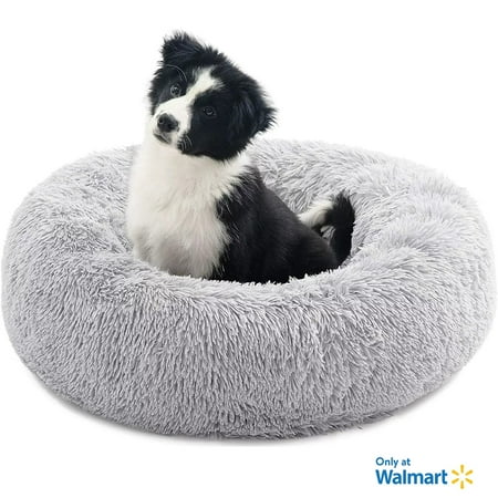 Nisrada Calming Donut Dog Bed Anti-Anxiety, Self Warming, Cozy Soft Plush Round Pet Bed, Ideal for Both Home & Travel, 20"L x 20"W x 8"H