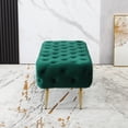 thumbnail image 2 of Roundhill Furniture Sira Velvet Button Tufted Bench with Gold Metal Legs, Green, 2 of 8