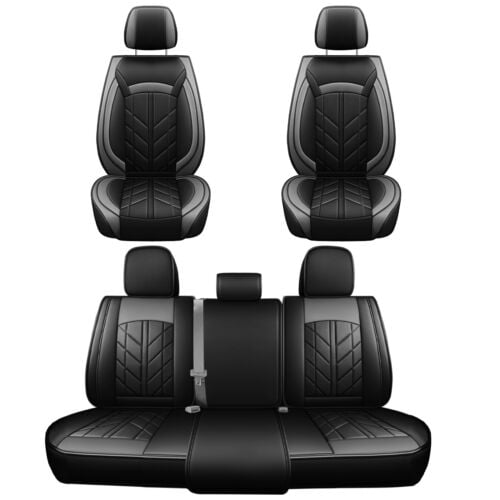 Tailored For 2005-2023 Toyota Tacoma Crew Cab/Double Cab SR,SR5,TRD Sport,TRD Off-Road Car Seat Covers Full Set, Black&Gray
