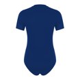 thumbnail image 4 of RUNQHUI Men's Short Sleeve Undershirt Crew Neck Press Button Crotch Shirt Bodysuit Leotard Top Blue XXL, 4 of 6