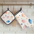 thumbnail image 4 of Easter Oven Mitts and Pot Holders Set of 2, Easter Eggs Spring Colorful Heat Resistant Oven Mitts Kitchen Oven Glove for Cooking, Baking, 4 of 6