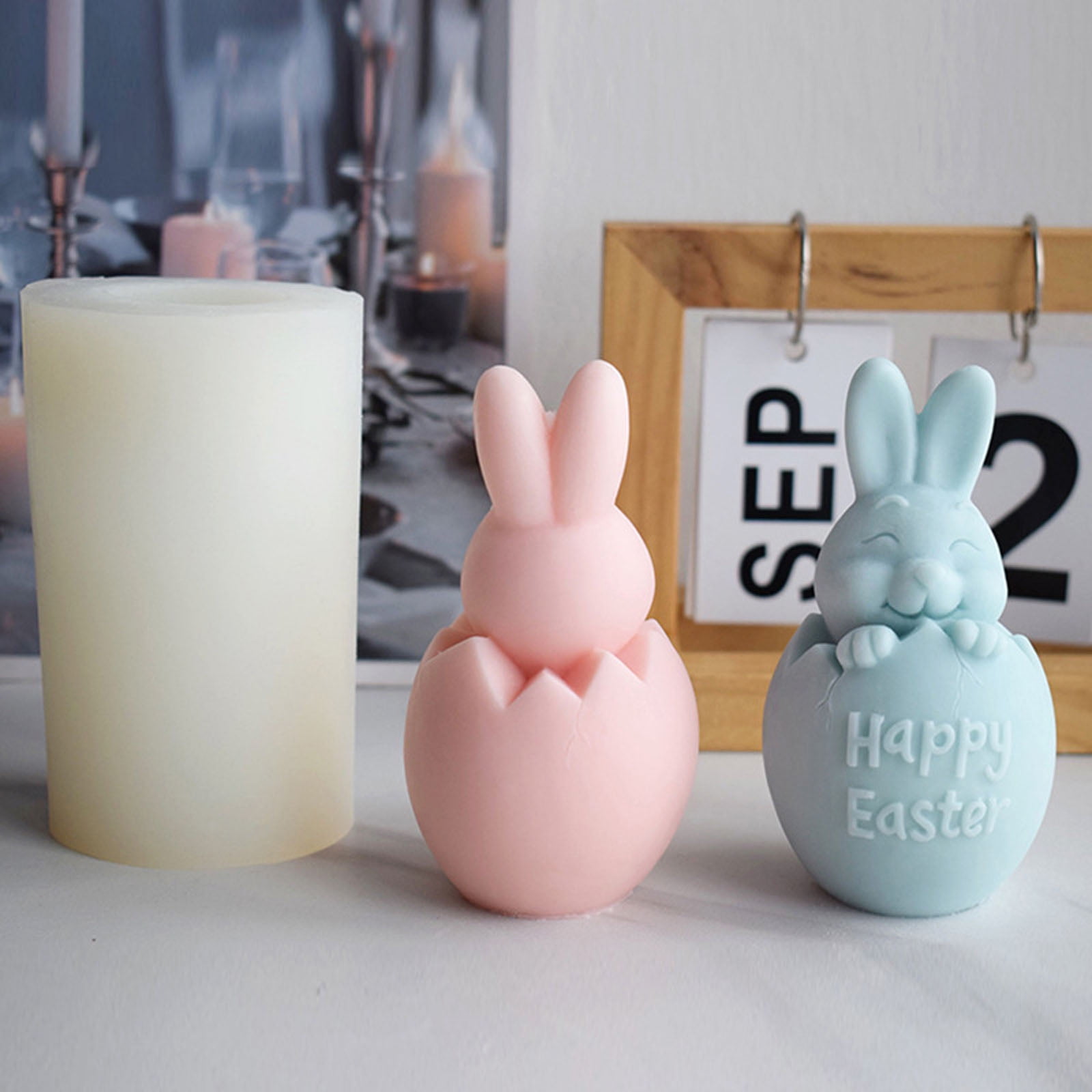 3D Easter Bunny Egg Silicone Candle Mold Decor Clay Resin Soap Mould Handmade Candle Making Fondant Cake Baking Decor