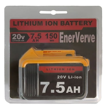EnerVerve 20V 7.5Ah Battery Replacement for Dewalt 20V MAX XR Battery, Compatible with DCB205 DCB206 DCB204 DCB203 DCB208, Used for DeWalt 20V Cordless Power Tools, 1 Pack