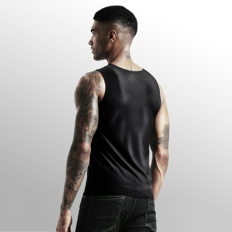adviicd Men Tops Fashion Black Tank Top Men's Mesh Fishnet Fitted  Sleeveless Muscle Top Black XL