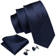 thumbnail image 2 of Set de corbatas Barry.Wang de seda a cuadros, 150 cm, con gemelos, 2 of 5