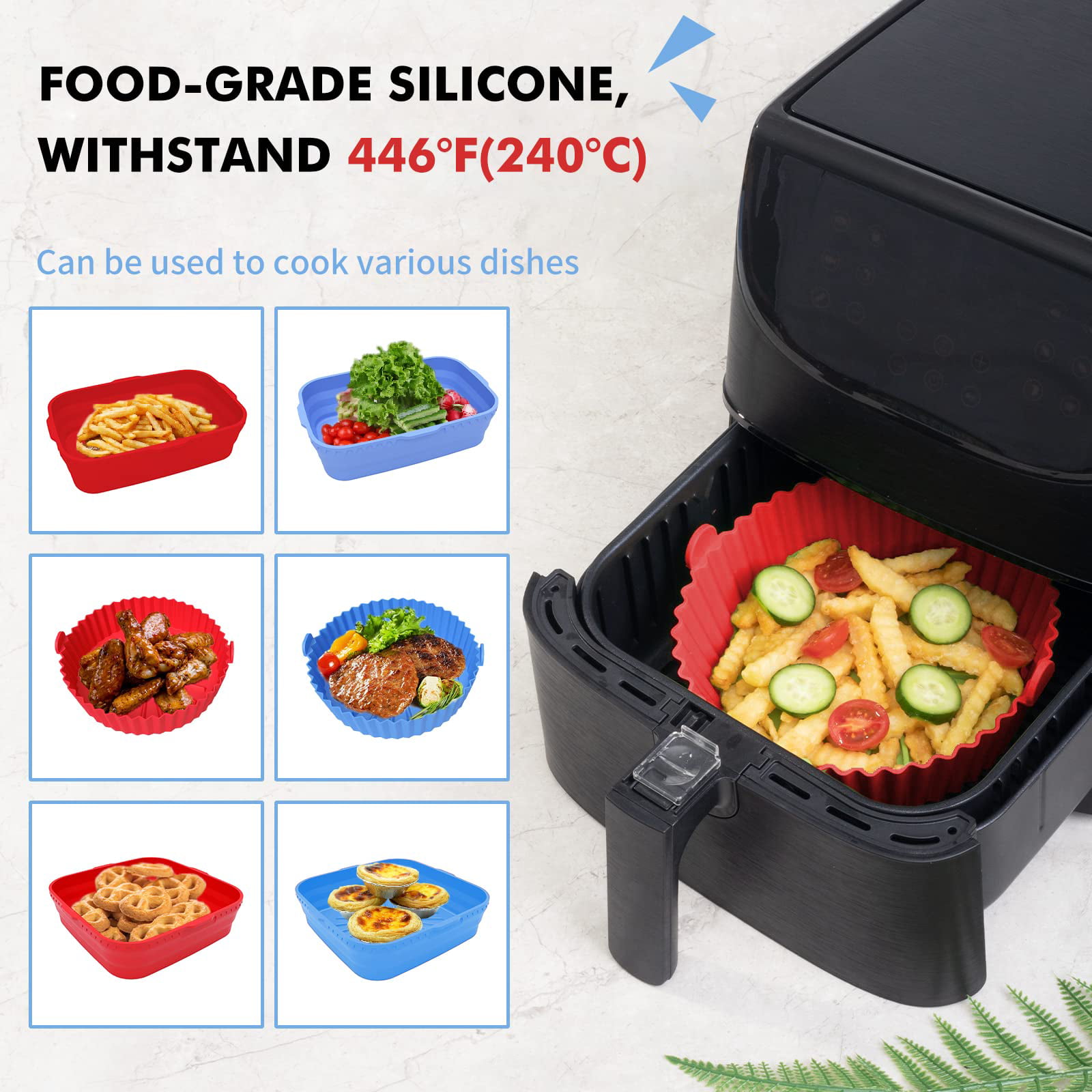 FROVEN Silicone Air Fryer Liners 7.8 inch, for 3-6QT, 2-Pcs Round