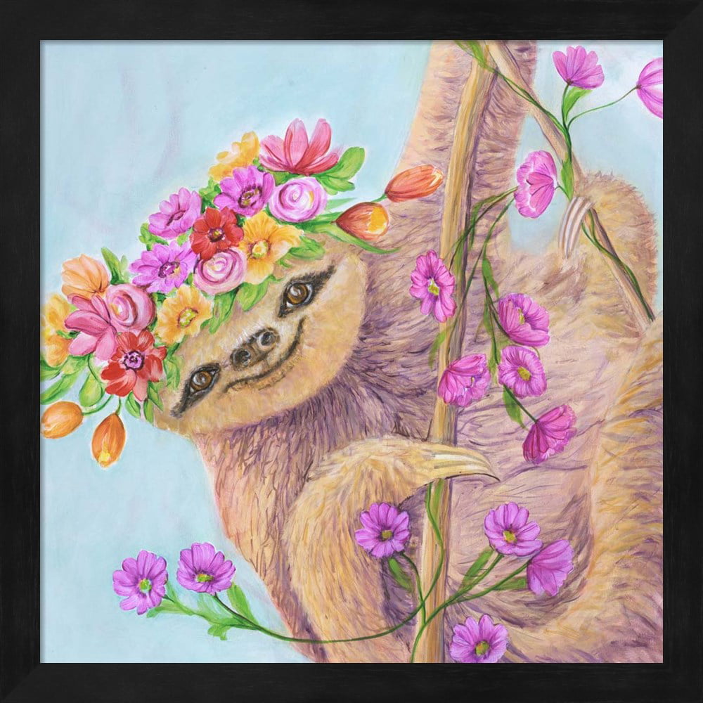 Zen Sloth by Julie Joy, Framed Wall Art, 13.25W x 13.25H - Walmart.com ...