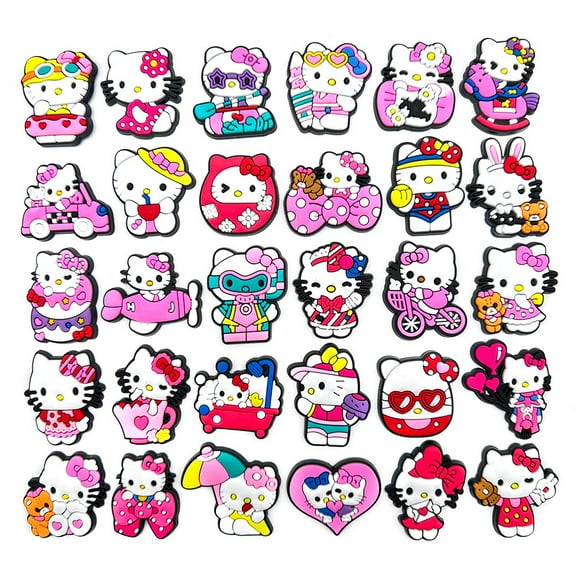 25Pcs Cartoon Hello-Kitty Shoe Charms for Croc Clog Sandals Bracelets Decoration, Cute Charms for Party Favor