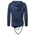 thumbnail image 4 of XFLWAM Mens Fashion Designer Draped Cowl Neck Shirts Hip Hop Irregular Hem Punk Sweatshirts Slim Fit Plain Sweatshirts Blue L, 4 of 5