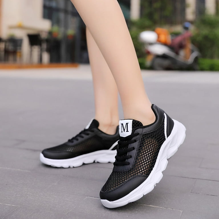 Gubotare Women Sneakers Women s PU Leather Tennis Shoes Low Top lace up Casual Shoes Comfortable Fashion Sneaker Black 8