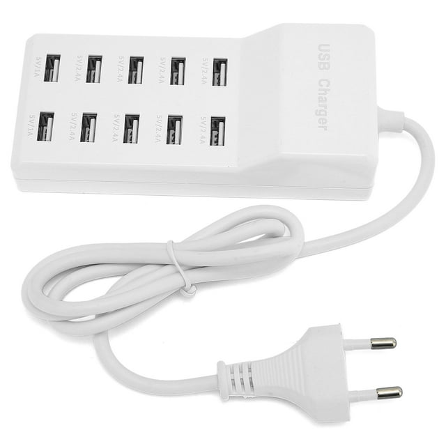 Cergrey USB Charging Station 10‑Port Wall Power Fast Smart Charger For Multiple Devices EU Plug 100‑240V,Smart USB Charger,Charging Dock