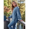 thumbnail image 6 of Womens Oversized Sweatshirts Hoodies Crewneck Shirts Fall Outfits Teen Girls Y2k Winter Clothes Blue XXL, 6 of 7
