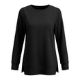 thumbnail image 5 of Visaly Crew Neck Side Split Sweatshirt for Women Long Sleeve Pullover Shirts Casual Loose Side Slits Tunic Top Dressy Sweatshirts Gym Sweatshirt Tunic Pullover Shirts Black L, 5 of 5
